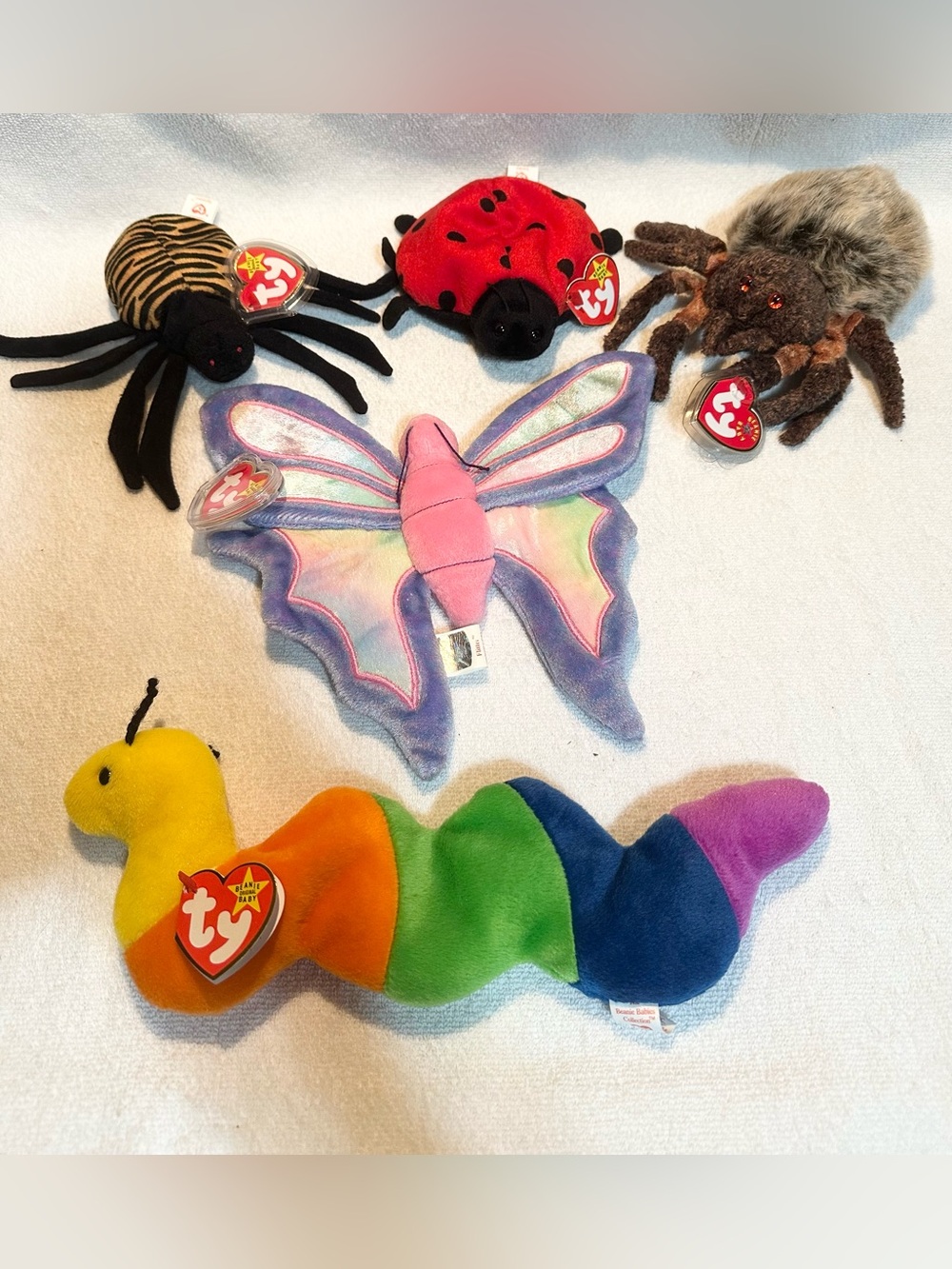 Ty Beanie Babies lot spider butterfly inch worm ladybug